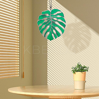 Monstera Leaf Acrylic Pendant Decorations HJEW-WH0043-33B-1