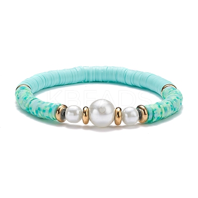 Handmade Polymer Clay Heishi Beads Stretch Bracelet BJEW-JB07453-1