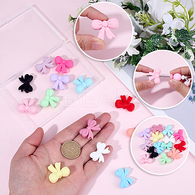 16Pcs 16 Styles Bowknot Silicone Focal Beads SIL-SC0003-18-1