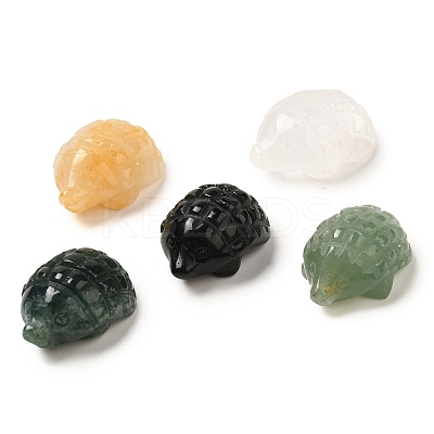 Natural Mixed Gemstone Carved Hedgehog Statues Ornament DJEW-C019-03-1