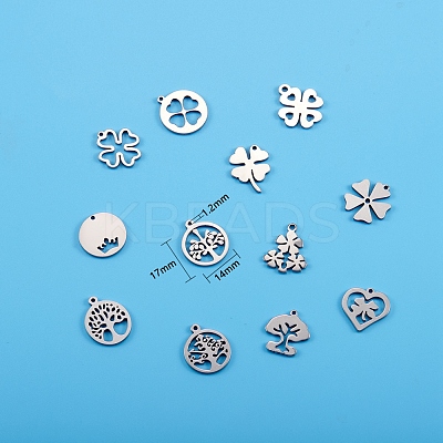 12Pcs 12 Style 304 Stainless Steel Charms STAS-SZ0001-48-1