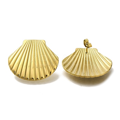 Ion Plating(IP) 304 Stainless Steel Shell Shape Stud Earrings for Women EJEW-U027-04G-1