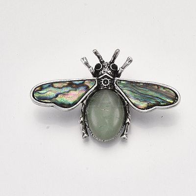 Natural Green Aventurine Brooches/Pendants G-S353-08H-1