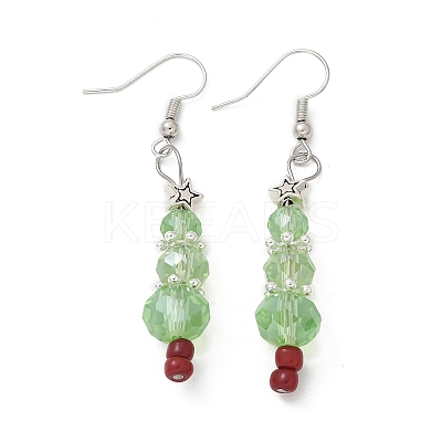 Christmas Glass Beads Dangle Earrings X-EJEW-JE01624-1