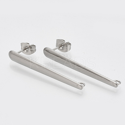 Non-Tarnish 201 Stainless Steel Stud Earring Findings LS-X-STAS-S079-45B-1