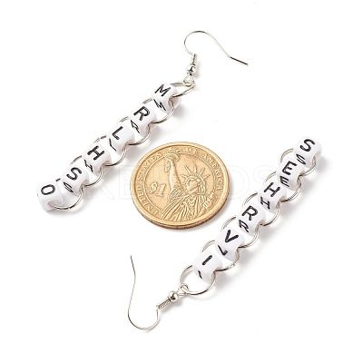 Word Ivrhes Long Brass Dangle Earrings for Women EJEW-JE04753-1