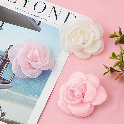 4pcs 2 colors Detachable Artificial Rose Organza Shoe Decoration AJEW-CP0001-82-1