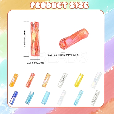 600Pcs 6 Styles Transparent Glass Twist Bugle Beads EGLA-YW0005-82-1