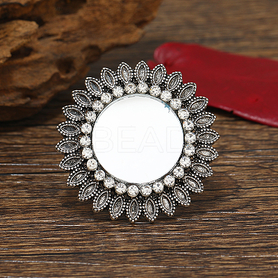 Retro Flower Alloy Rhinestone Adjustable Rings FP1632-2-1