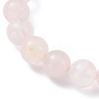 Natural Rose Quartz Round Beaded Stretch Bracelets BJEW-JB09900-02-1