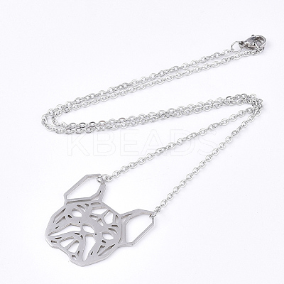 Non-Tarnish 201 Stainless Steel Puppy Pendant Necklaces NJEW-T009-JN041-1-40-1