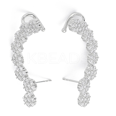 Rack Plating Brass Cubic Zirconia Stud Earrings EJEW-K245-05P-1