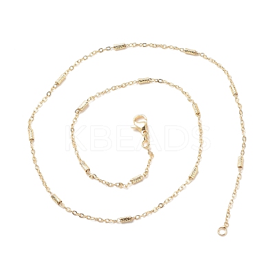 Brass Column Link and Cable Chains Necklace for Women NJEW-P265-31G-1