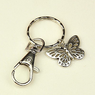 Tibetan Style Butterfly Keychain KEYC-JKC0009-15-1