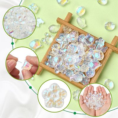100Pcs 10 Styles Transparent Glass Beads GLAA-CJ0001-93-1