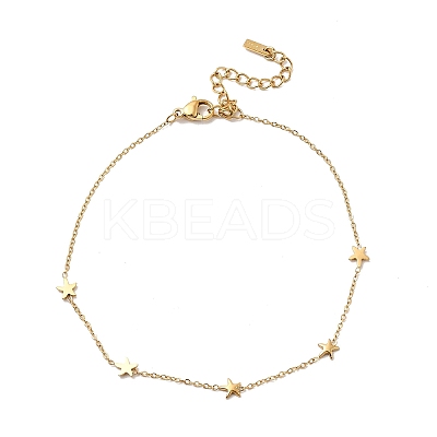304 Stainless Steel Star Link Bracelets for Women BJEW-K237-20G-1