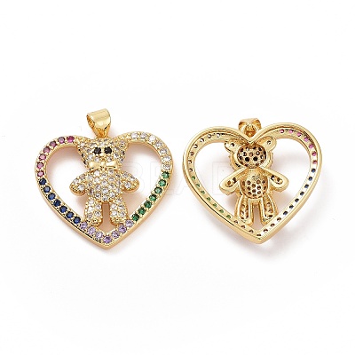 Brass Micro Pave Colorful Cubic Zirconia Pendants ZIRC-F134-01G-1