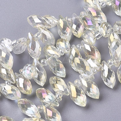 Electroplate Glass Faceted Teardrop Beads Strands EGLA-D014-37-1