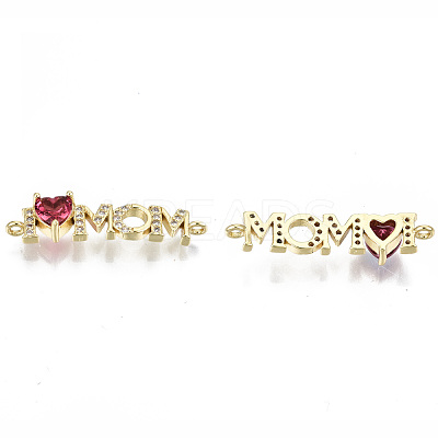 Real 16K Gold Plated Brass Micro Pave Cubic Zirconia Links Connectors KK-S061-92-G-NR-1