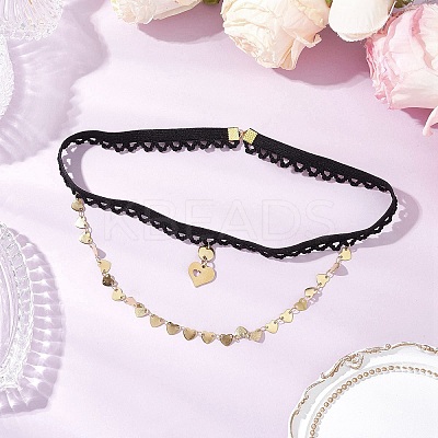 Brass Heart Tassel Thigh Leg Chains AJEW-AN00653-1