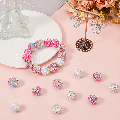 30Pcs 6 Style Polymer Clay Pave Rhinestone Beads CLAY-SC0001-78A-1