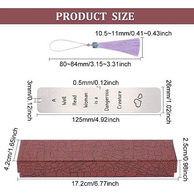 3Pcs Stainless Steel Bookmarks AJEW-FG0001-44J-1