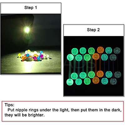 36Pcs Glow in the Dark Acrylic Straight Barbell Tongue Rings Set FS-WG0C136-01-1