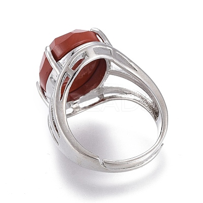 Adjustable Faceted Natural & Synthetic Gemstone Finger Rings RJEW-I068-B-1-1