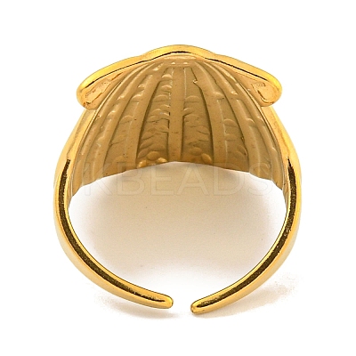 Ion Plating(IP) Shell Shape 304 Stainless Steel Open Cuff Finger Rings for Women RJEW-P114-02G-1