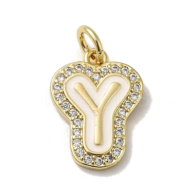 Brass Micro Pave Cubic Zirconia Pendants KK-K354-02G-Y-1