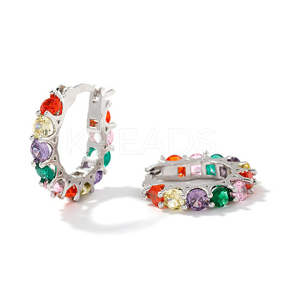 Vintage Colorful Circle Brass Cubic Zirconia Hoop Earrings FK0958-1
