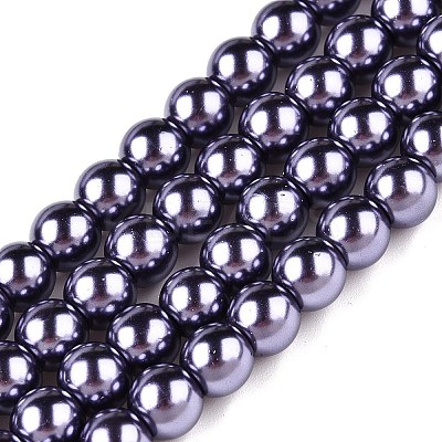 Baking Paint Pearlized Glass Pearl Round Bead Strands HY-Q330-8mm-73-1