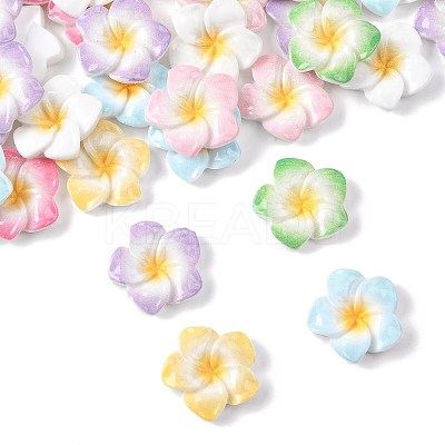 70Pcs 7 Colors Plumeria Flower Opaque Resin Cabochons CRES-FS0001-32-1
