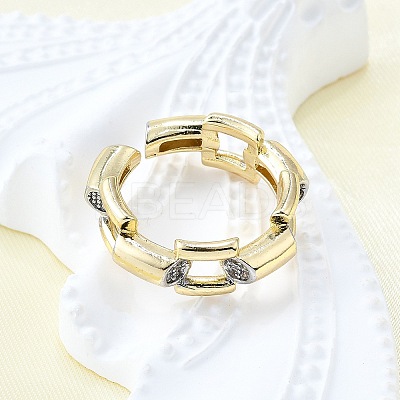 Brass Micro Pave Clear Cubic Zirconia Cuff Rings for Women RJEW-G347-02G-1