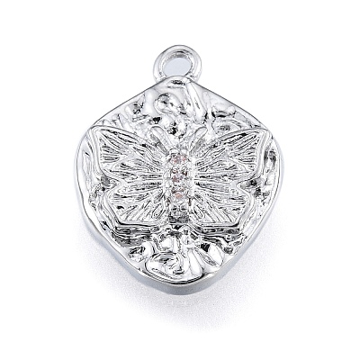 Brass Pave Clear Cubic Zirconia Charms KK-L207-015P-1