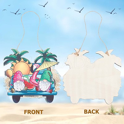Summer Theme Wooden Hanging Wall Decorations for Front Door Home Decoration HJEW-WH0047-11-1