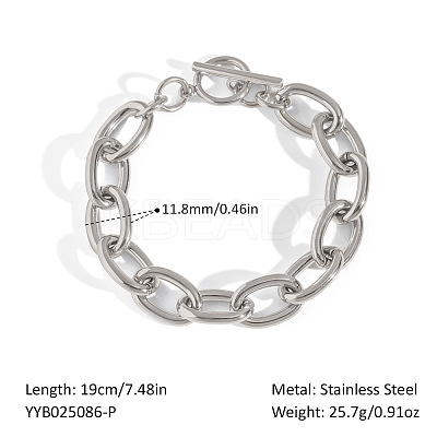 304 Stainless Steel Cable Chain Bracelets for Women LS-HO5603-2-1
