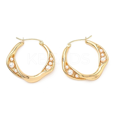 304 Stainless Steel & ABS Plastic Pearl Hoop Earrings SA-CBA2696-31G-1