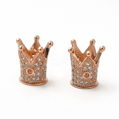 Rack Plating Brass Micro Pave Cubic Zirconia Beads ZIRC-C043-01-1