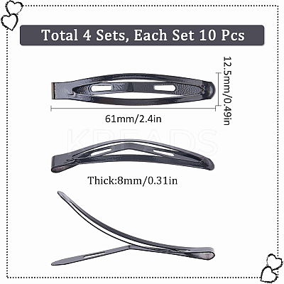 4 Sets Iron Snap Hair Clips AJEW-SC0003-37A-02-1