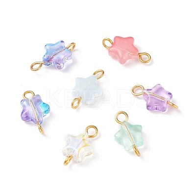 Star Glass Golden Tone Iron Connector Charms PALLOY-JF01732-1