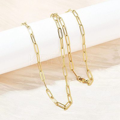 304 Stainless Steel Paperclip Chain Necklaces NJEW-H072-01G-1