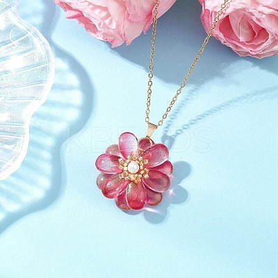 Glass Pendant Necklaces NJEW-MZ00112-1
