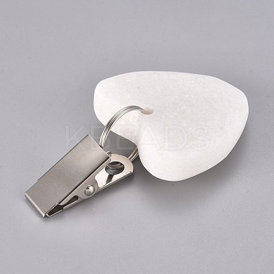 Heart Shape Marble Tablecloth Weights with Stainless Steel Tablecloth Clips HJEW-WH0005-09C-1