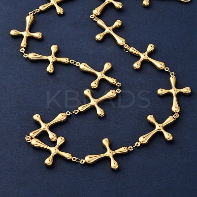 304 Stainless Steel Cross Link Chain Necklaces for Women NJEW-G178-03G-02-1