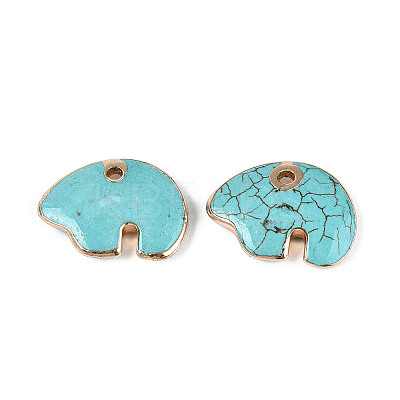 Dyed Synthetic Turquoise Zuni Bear Pendants TURQ-T004-24-1