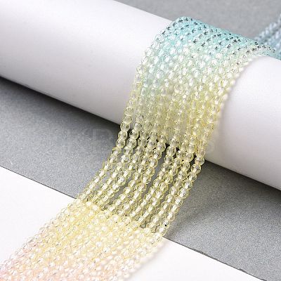 Transparent Gradient Color Glass Beads Strands GLAA-G101-2mm-01-1