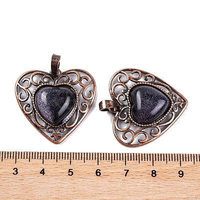 Synthetic Blue Goldstone Peach Love Heart Pendants G-G158-01-19-1