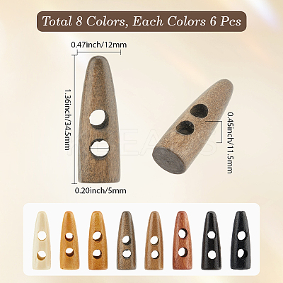 80Pcs 8 Colors 2-Hole Wood Buttons WOOD-GF0002-35C-1
