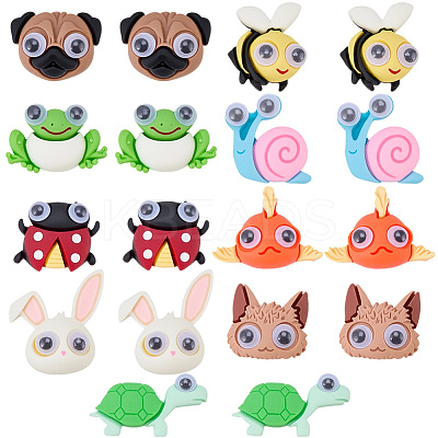 45Pcs 9 Styles Animal Theme Opaque Resin Cabochons RESI-SC0006-96-1